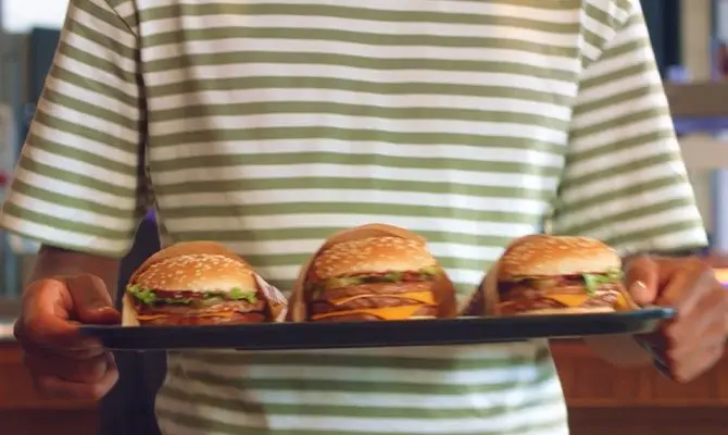 Burgers on a tray