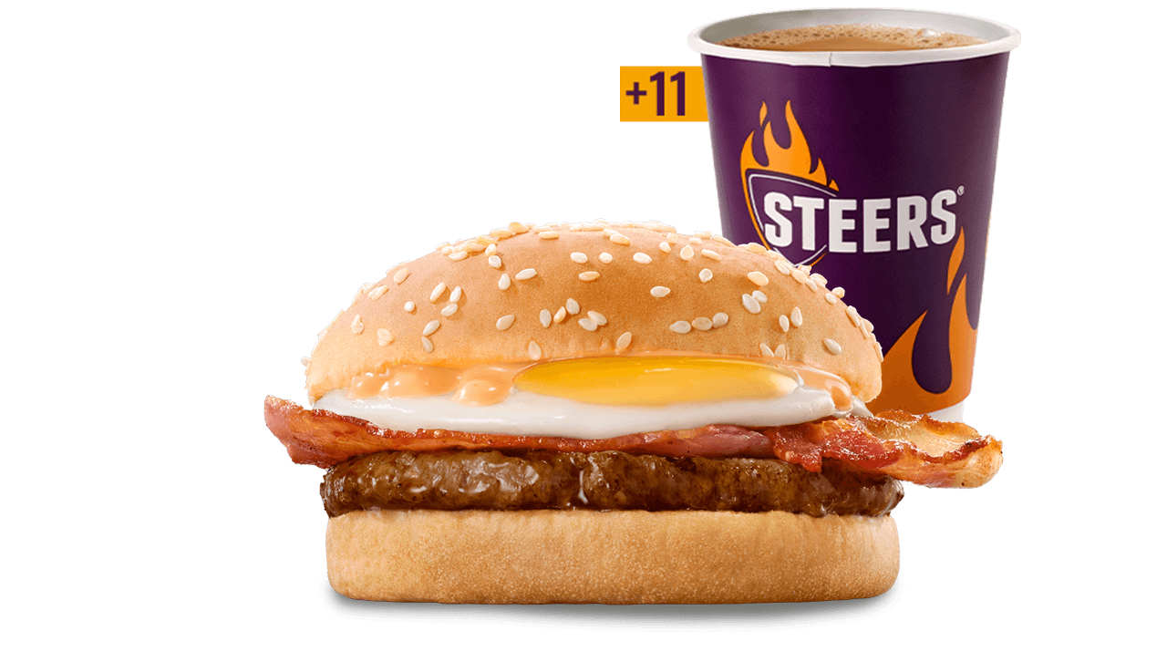 Beef Patty, Bacon & Egg Bun
