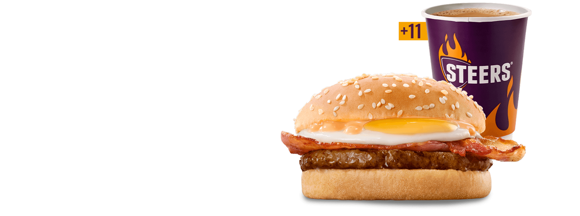 Beef Patty, Bacon & Egg Bun