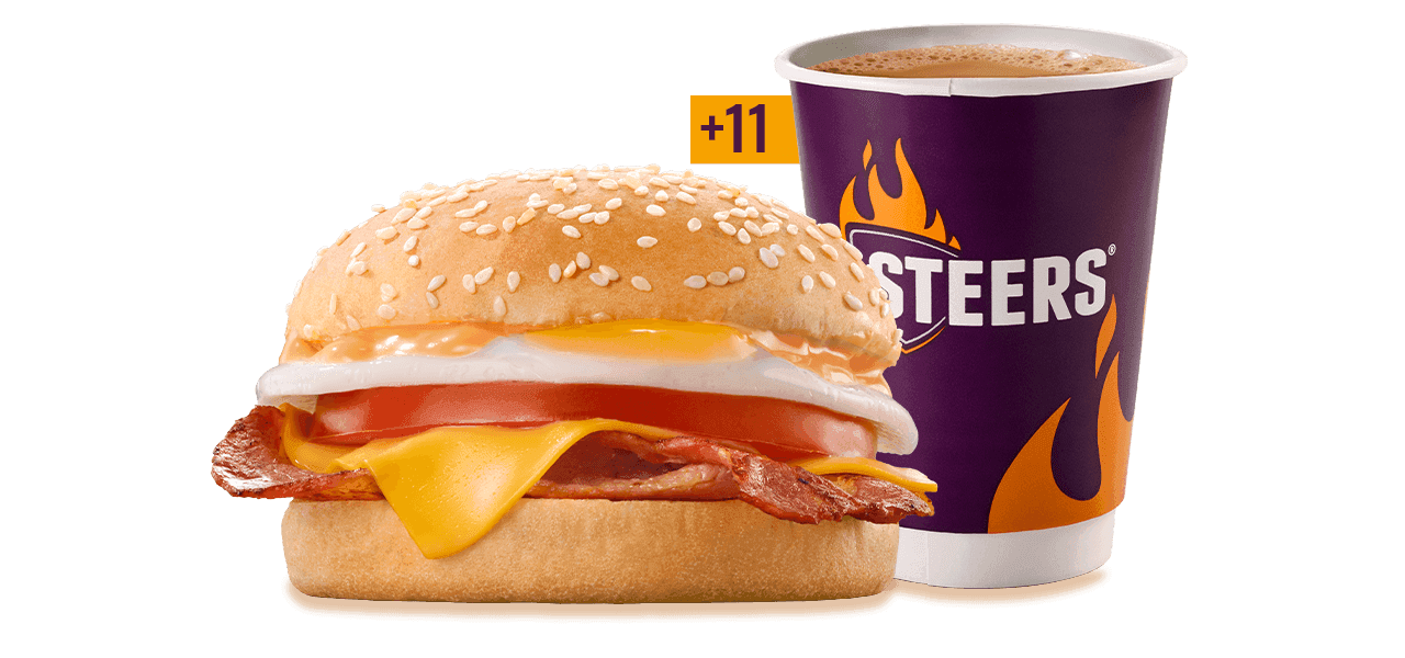 Bacon, Cheese, Egg & Tomato Breakfast Bun