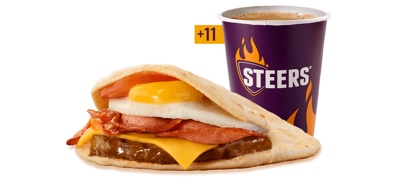 Beef Patty, Bacon, Egg & Cheese  Pita