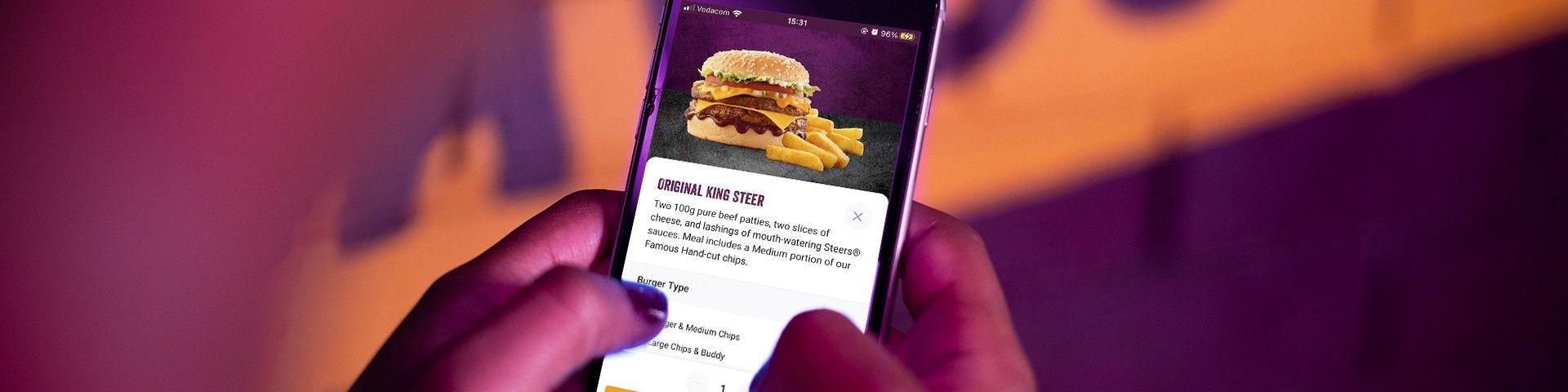 Steers ordering app on mobile phone