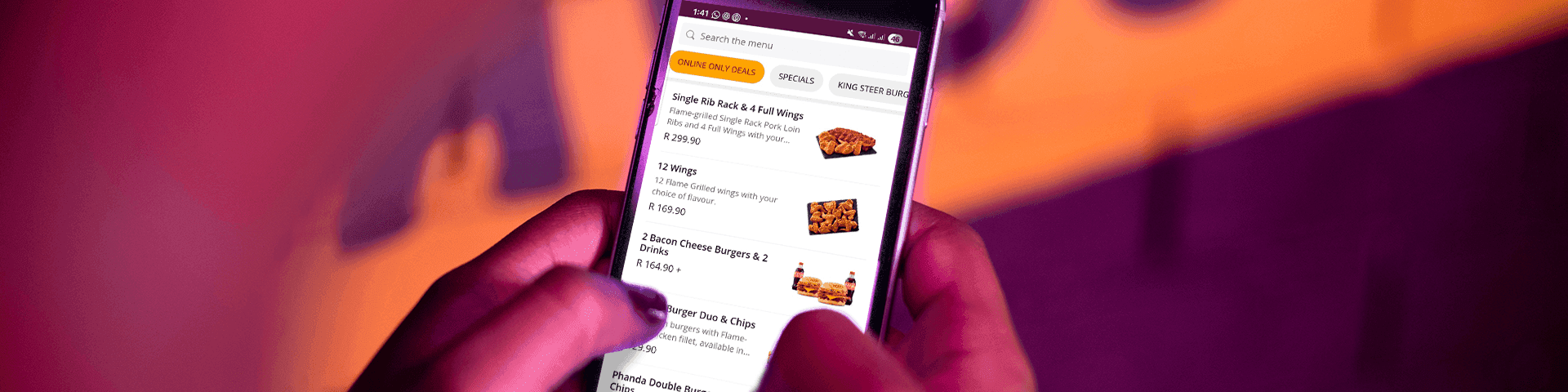 Steers ordering app on mobile phone