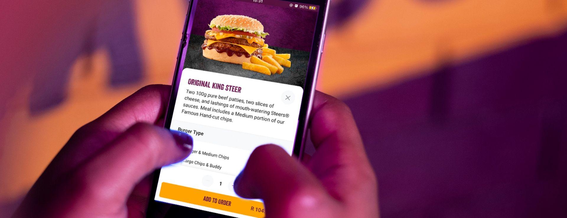 Steers ordering app on mobile phone