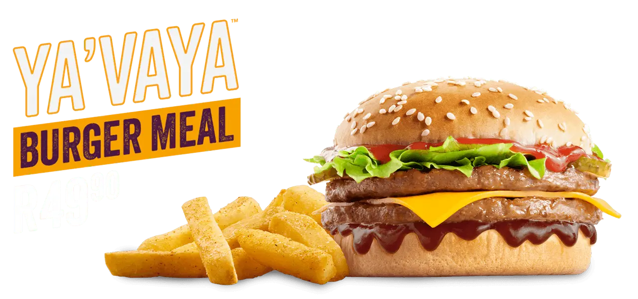 Stay fired up every day at Steers® with the Ya’Vaya™ Burger Meal. That’s a 100% Grounded beef patty burger with chips at an everyday price.