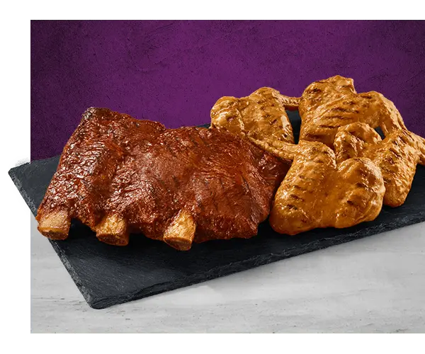 Single Rack Ribs and 4 Full wings