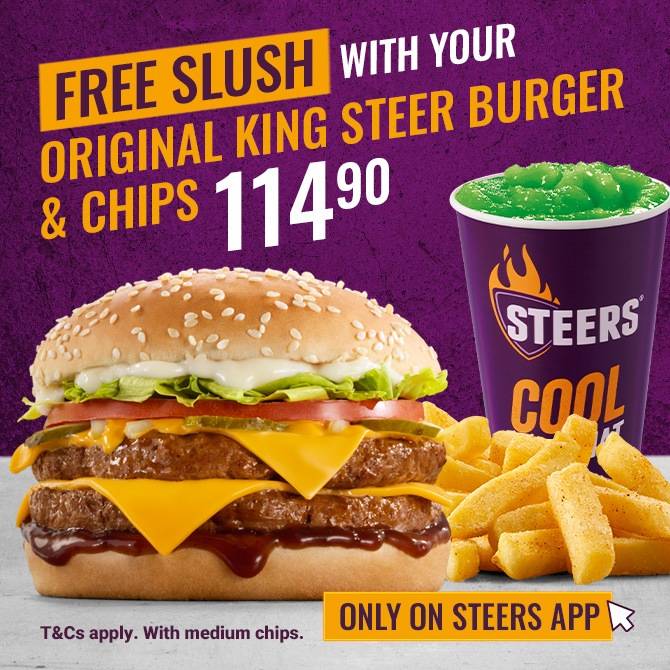 Original King Steer Burger Meal with FREE Slush promotion