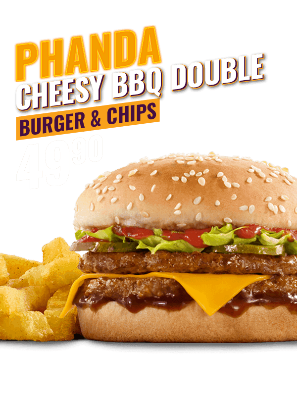 Cheesy BBQ Double Burger with chips