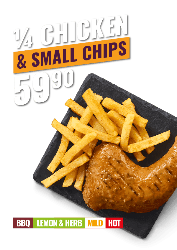 Flame-Grilled 1/4 Chicken & Small Chips